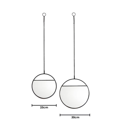 Housevitamin Spiegel - Ronde Wandspiegels - Metaal - Zwart-S2- 25x90&30x100 - Home & Garden > Decor > Mirrors
