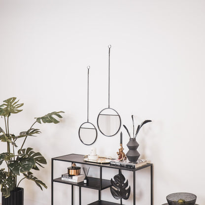 Housevitamin Spiegel - Ronde Wandspiegels - Metaal - Zwart-S2- 25x90&30x100 - Home & Garden > Decor > Mirrors