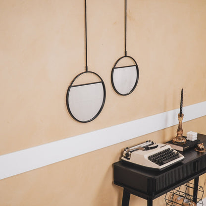 Housevitamin Spiegel - Ronde Wandspiegels - Metaal - Zwart-S2- 25x90&30x100 - Home & Garden > Decor > Mirrors