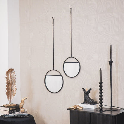 Housevitamin Spiegel - Ronde Wandspiegels - Metaal - Zwart-S2- 25x90&30x100 - Home & Garden > Decor > Mirrors