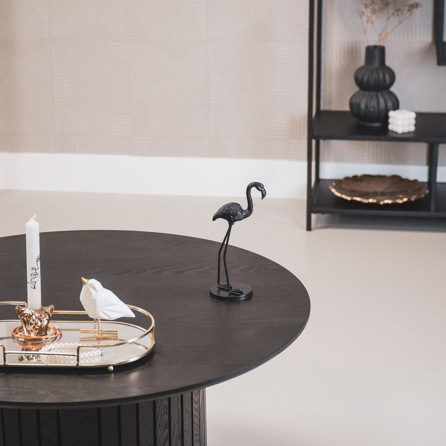 Housevitamin Ornament - Flamingo - Metaal - Zwart - 9x7,5x19,5cm - Home & Garden > Decor