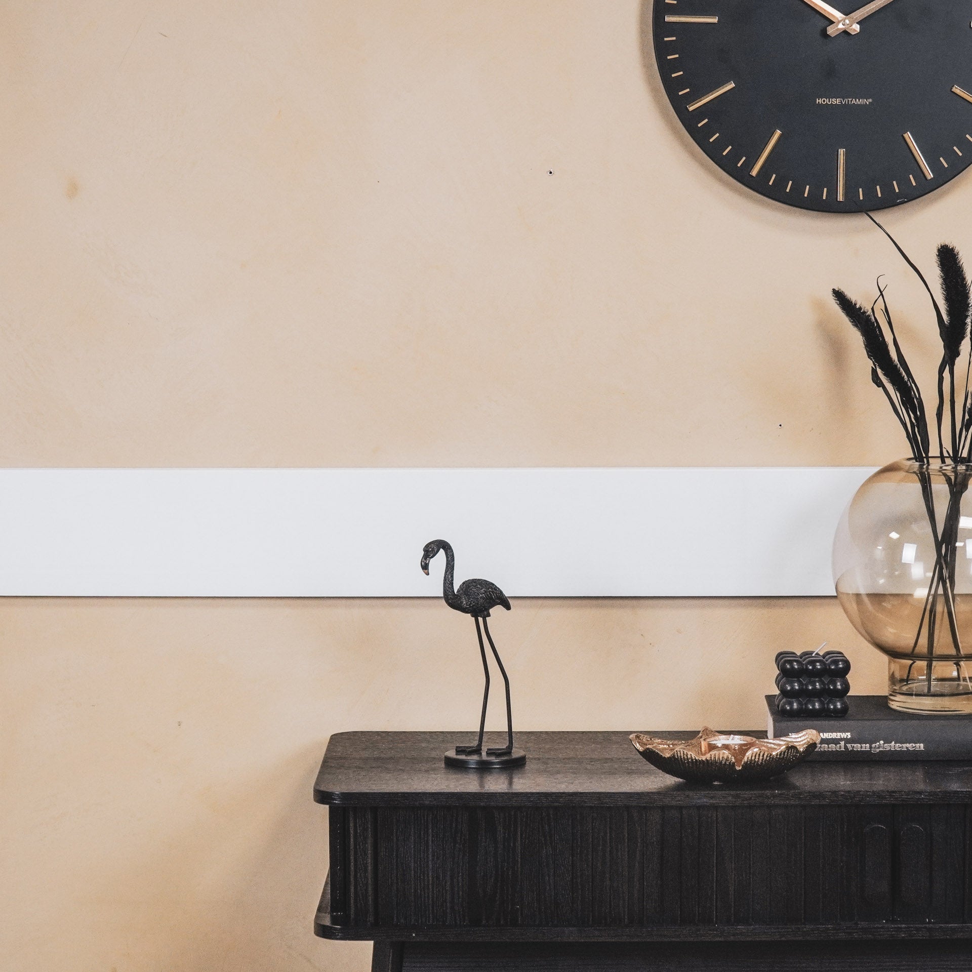 Housevitamin Ornament - Flamingo - Metaal - Zwart - 9x7,5x19,5cm - Home & Garden > Decor