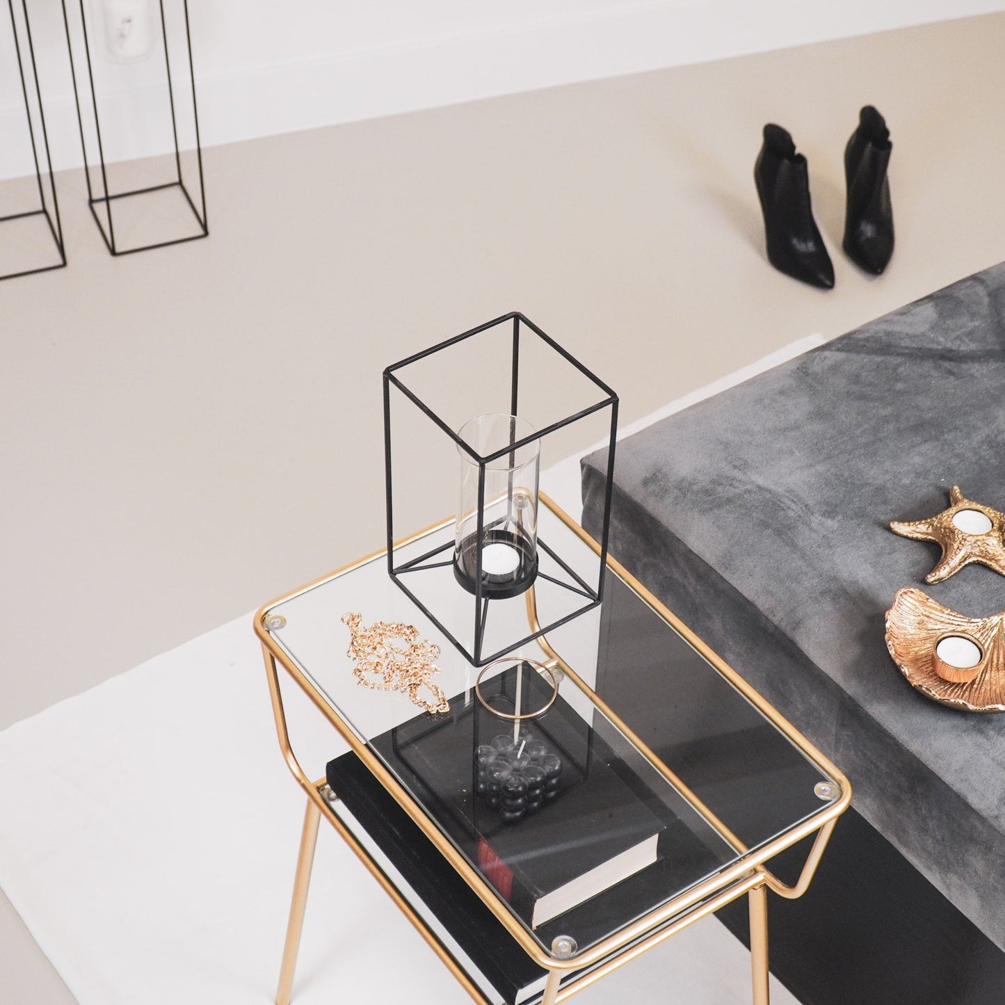 Housevitamin Lantaarn - Metaal/Glas - Zwart - 14,5x14,5x25cm - Home & Garden > Decor > Home Fragrances > Candles