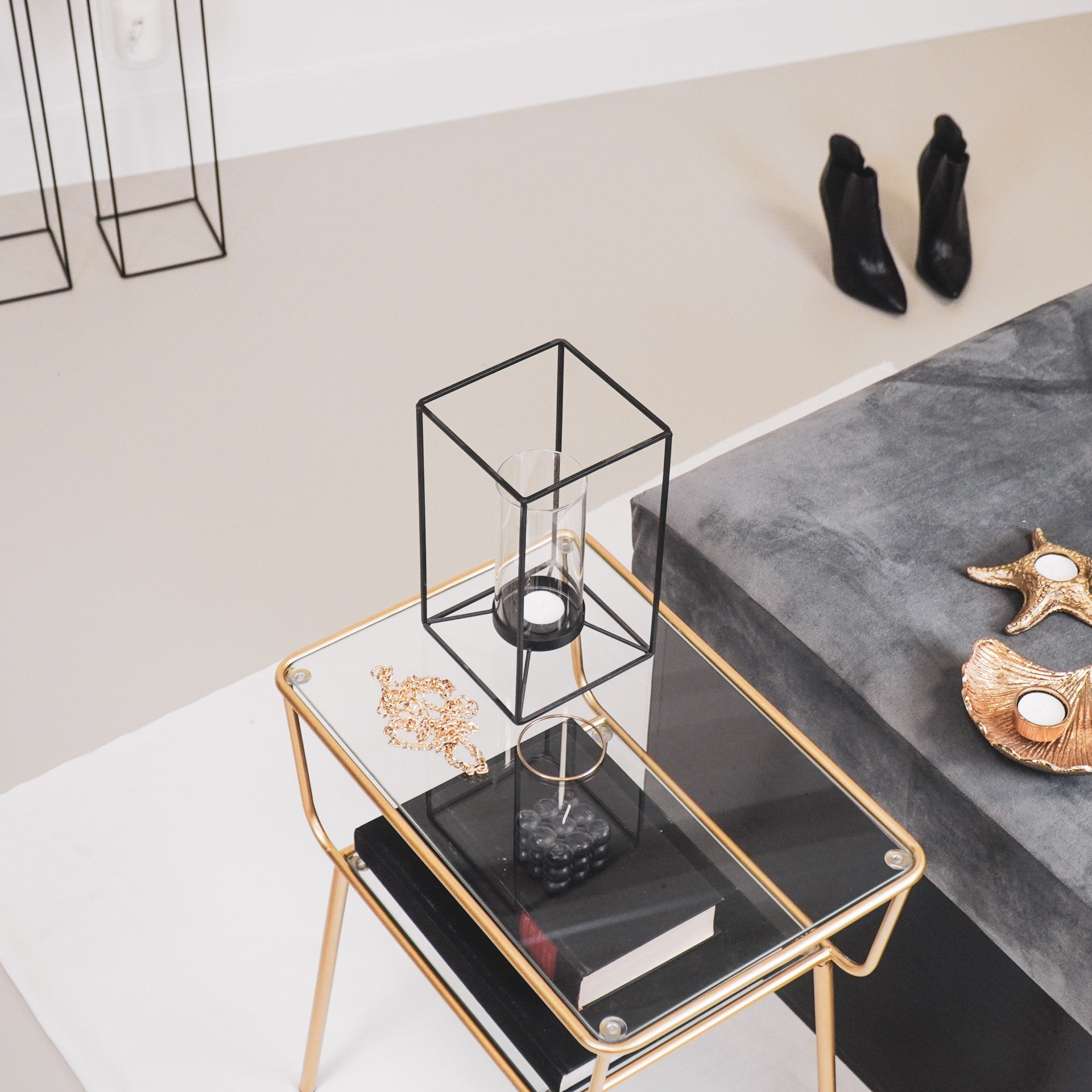 Housevitamin Lantaarn - Metaal/Glas - Zwart - 14,5x14,5x25cm - Home & Garden > Decor > Home Fragrances > Candles