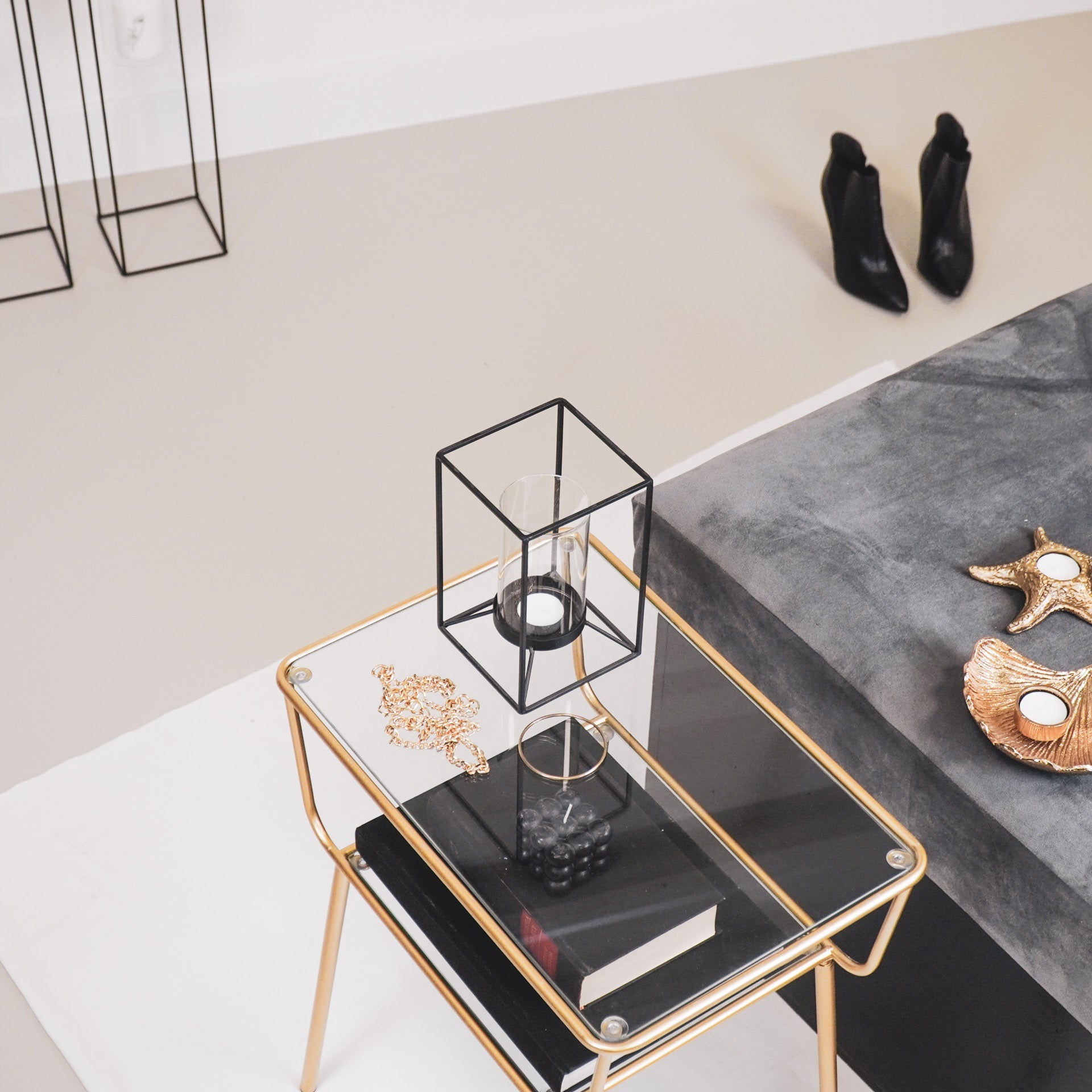 Housevitamin Lantaarn - Metaal/Glas - Zwart - 12,5x12,5x20cm - Home & Garden > Decor > Home Fragrances > Candles