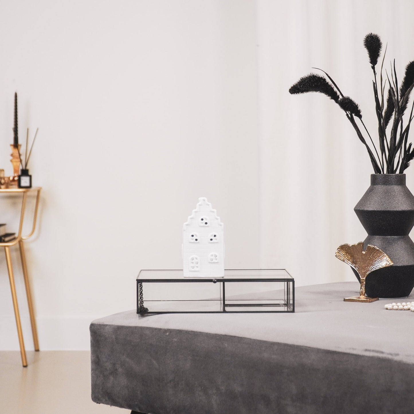 Housevitamin Kaarsenhouder-Theelicht-Grachtenpand-Keramiek-Wit-7x12" - Home & Garden > Decor > Home Fragrances > Candles