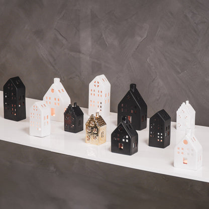 Housevitamin Kaarsenhouder-Theelicht-Grachtenpand-Keramiek-Wit-7x12" - Home & Garden > Decor > Home Fragrances > Candles