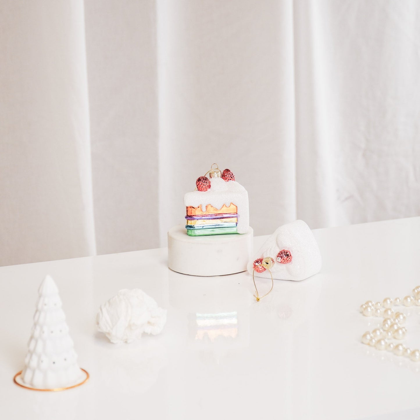 Ornament Kersthanger - Stukje Taart - Glas - 7,5x6,5x7,5cm Housevitamin