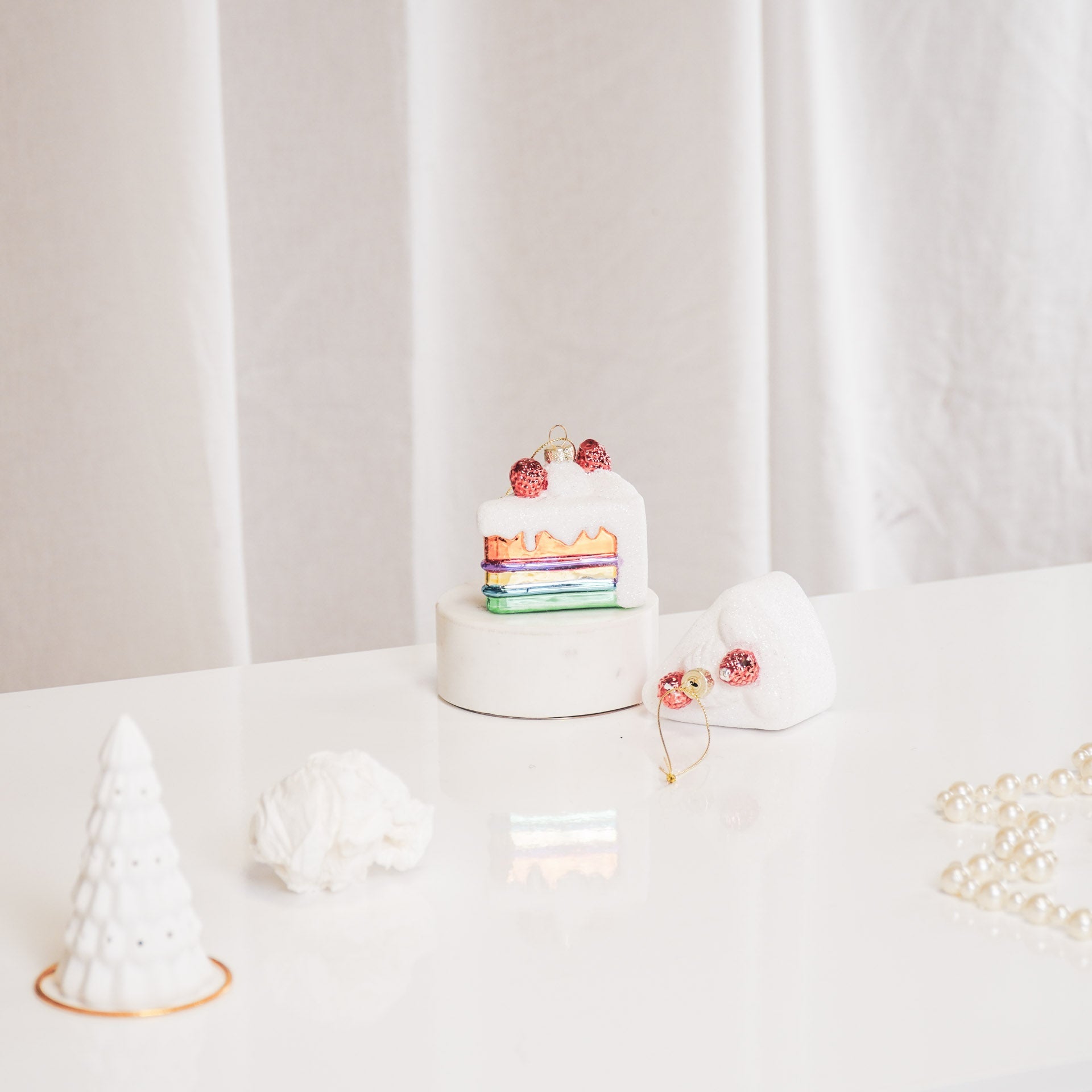 Ornament Kersthanger - Stukje Taart - Glas - 7,5x6,5x7,5cm Housevitamin