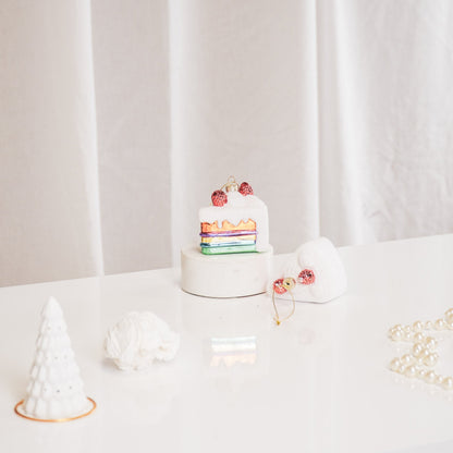 Ornament Kersthanger - Stukje Taart - Glas - 7,5x6,5x7,5cm Housevitamin