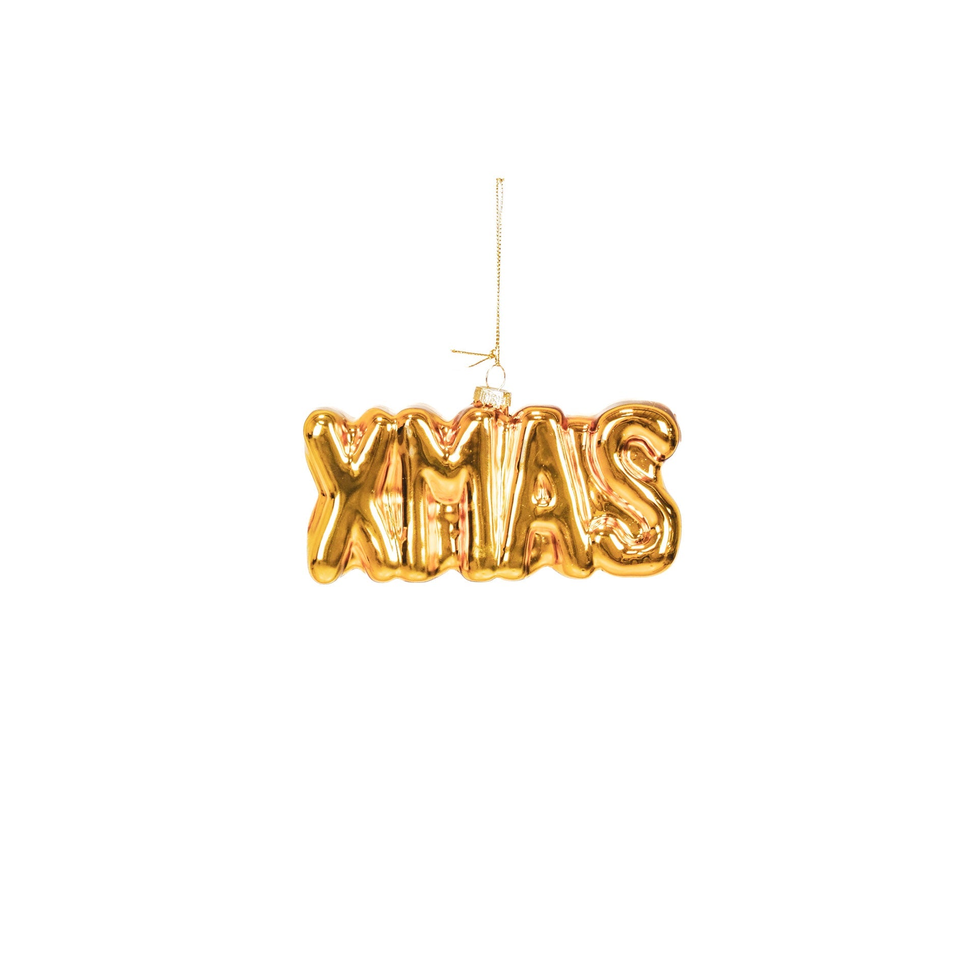 Ornament Kersthanger KERST - Goud - Glas - 4,5x3,5x7,5cm Housevitamin