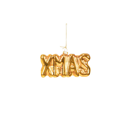 Ornament Kersthanger KERST - Goud - Glas - 4,5x3,5x7,5cm Housevitamin