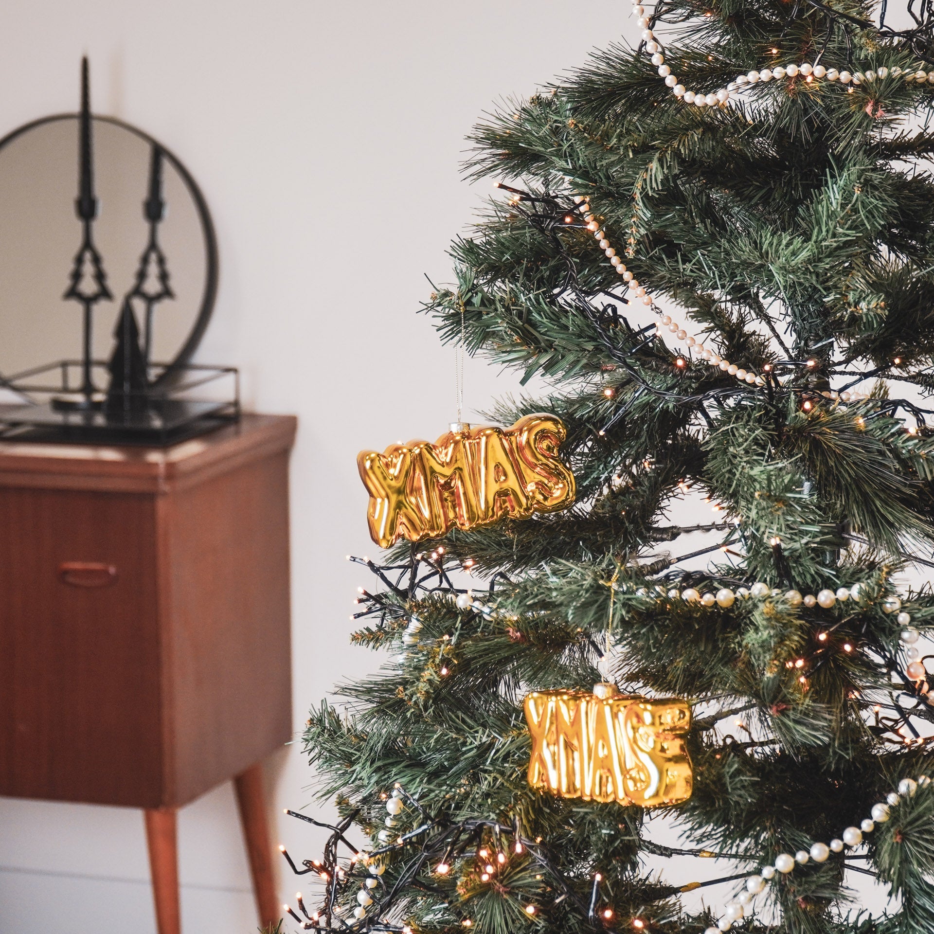 Ornament Kersthanger KERST - Goud - Glas - 4,5x3,5x7,5cm Housevitamin