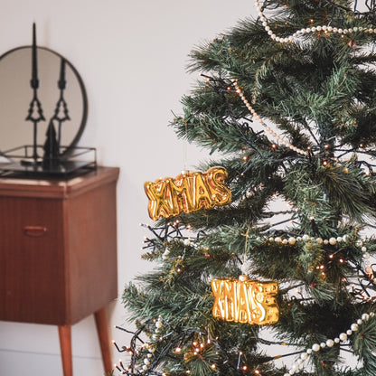 Ornament Kersthanger KERST - Goud - Glas - 4,5x3,5x7,5cm Housevitamin