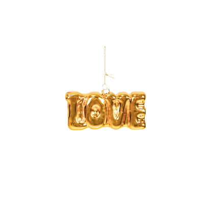 Ornament Kersthanger LOVE - Goud - Glas - 14,5x3,5x7cm Housevitamin