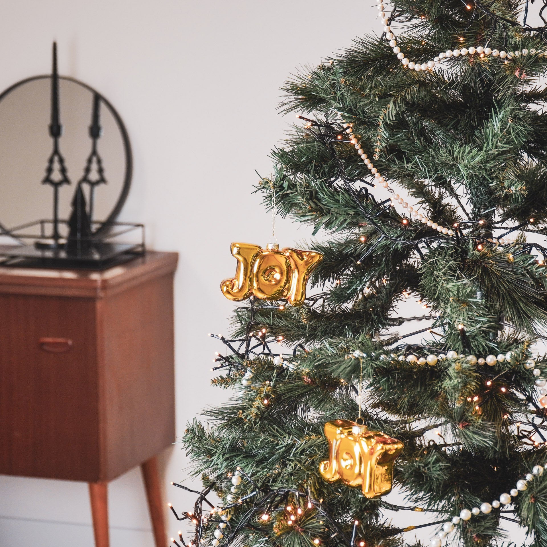 Ornament - Kerst - VREUGDE - Goud - Glas - 11x3,5x7cm Housevitamin