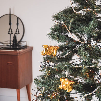 Ornament - Kerst - VREUGDE - Goud - Glas - 11x3,5x7cm Housevitamin