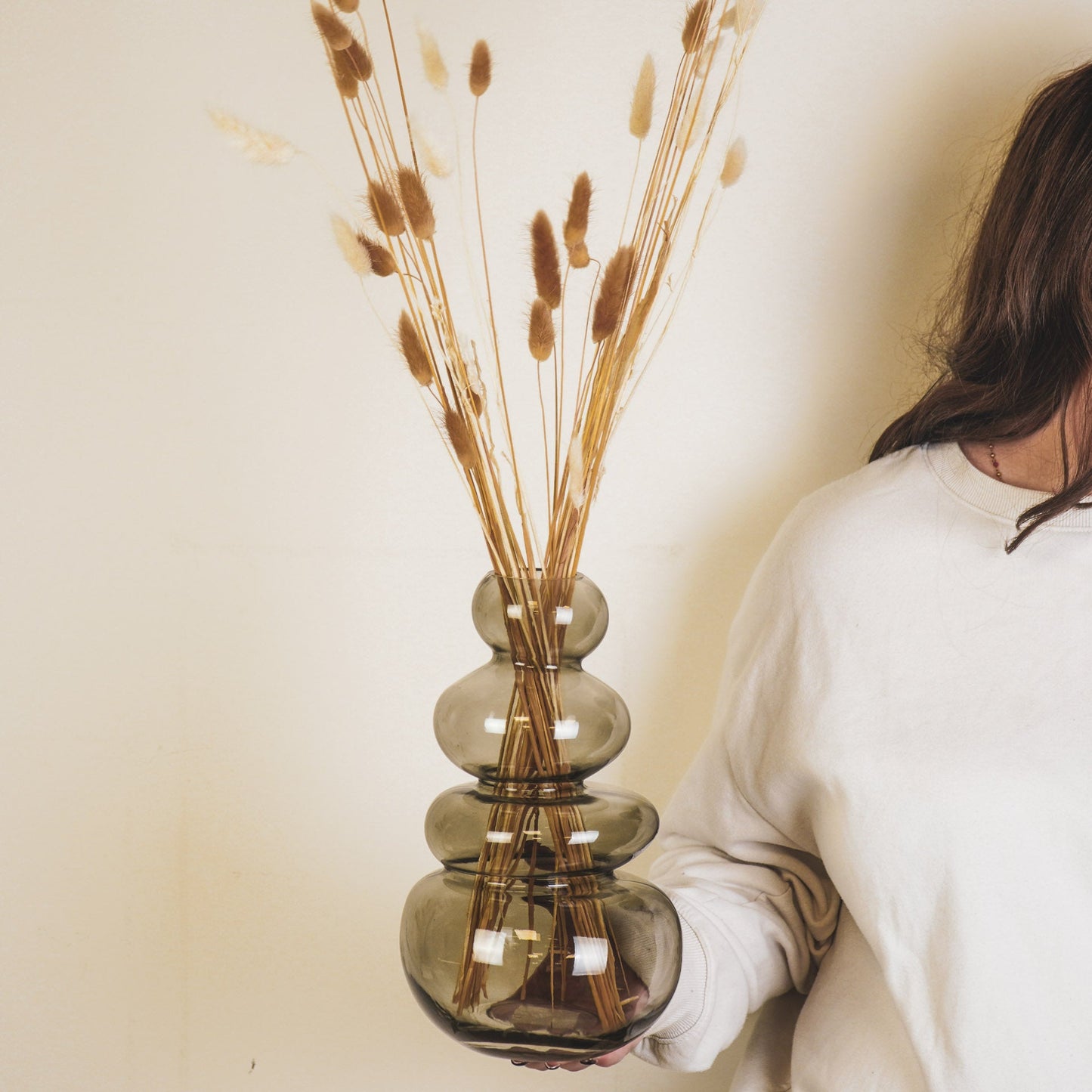 Housevitamin Vaas - Organisch - Glas - Rookachtig - 16x14x27cm - Home & Garden > Decor > Vases