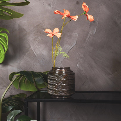 Housevitamin Vaas - Patroon - Glas - Rookglas - 16x16cm - Home & Garden > Decor > Vases