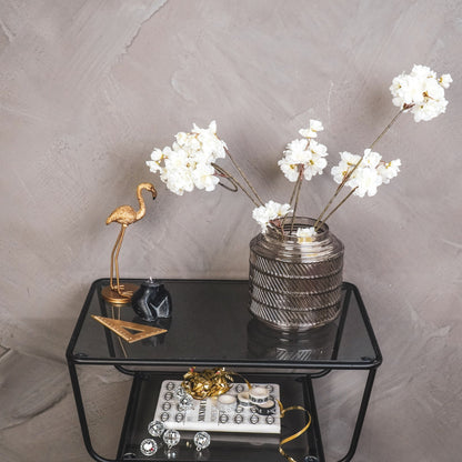 Housevitamin Vaas - Patroon - Glas - Rookglas - 16x16cm - Home & Garden > Decor > Vases