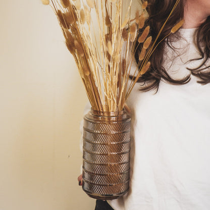 Housevitamin Vaas - Patroon - Glas - Bruin - 12,5x23cm - Home & Garden > Decor > Vases