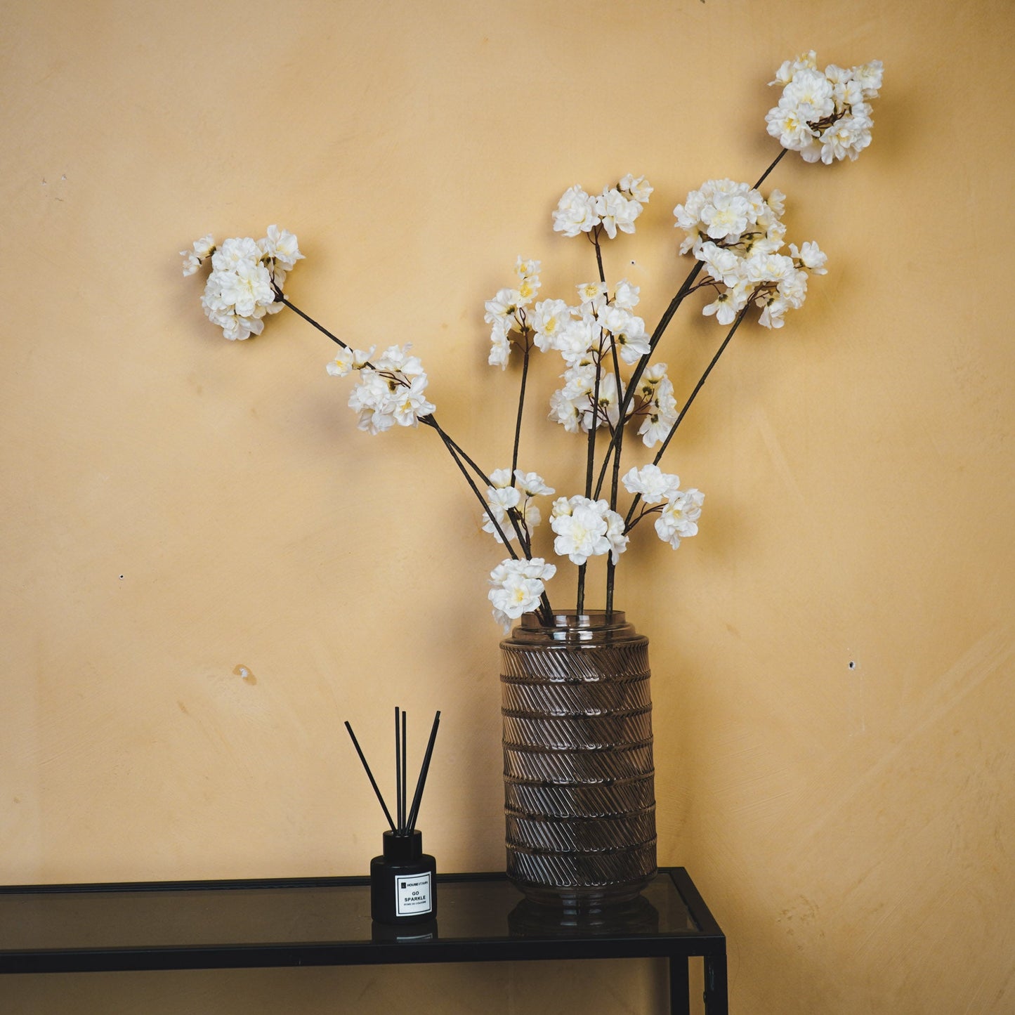 Housevitamin Vaas - Patroon - Glas - Rookglas - 12,5x23cm - Home & Garden > Decor > Vases