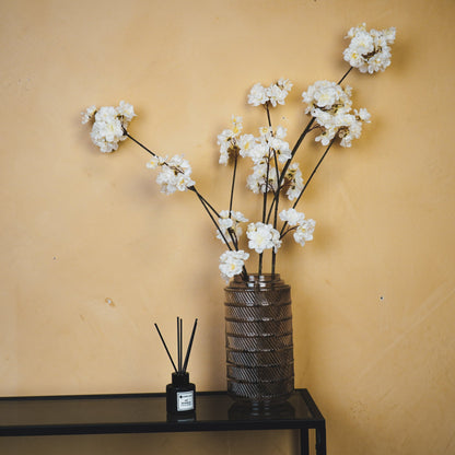 Housevitamin Vaas - Patroon - Glas - Rookglas - 12,5x23cm - Home & Garden > Decor > Vases