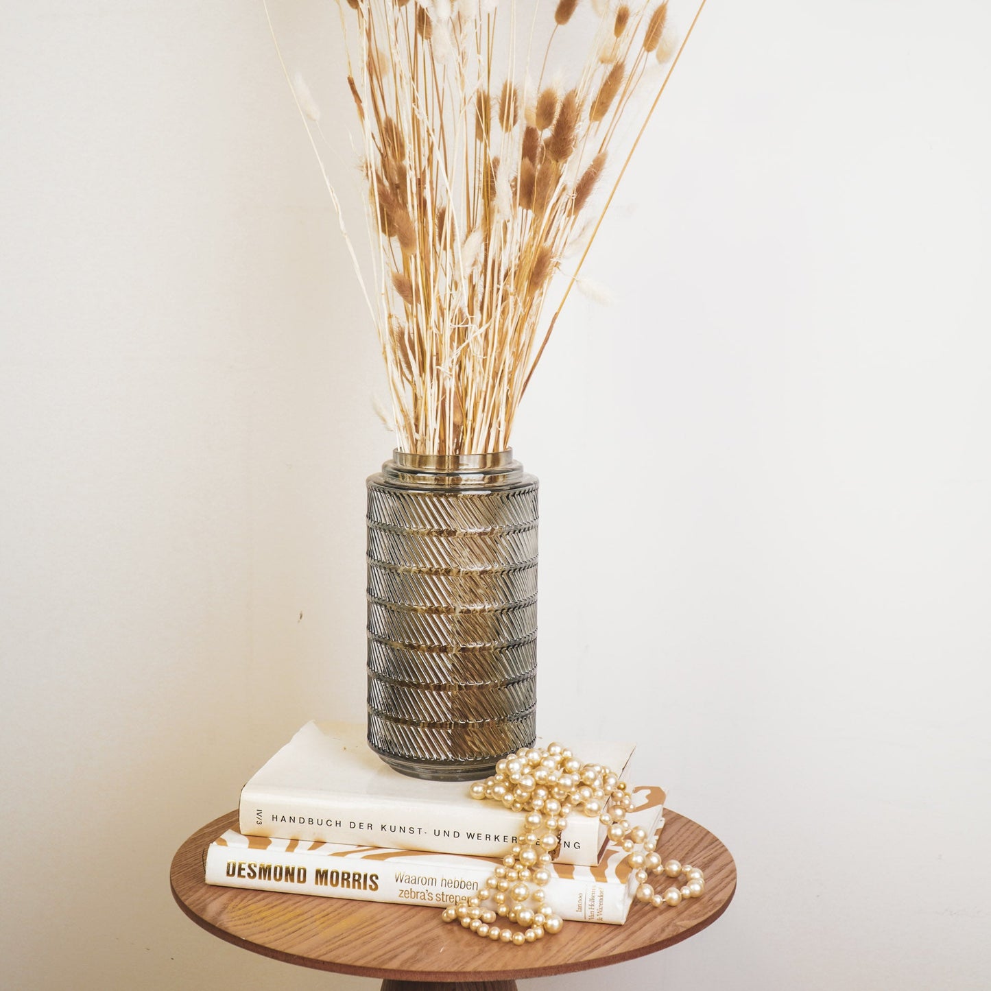 Housevitamin Vaas - Patroon - Glas - Rookglas - 12,5x23cm - Home & Garden > Decor > Vases