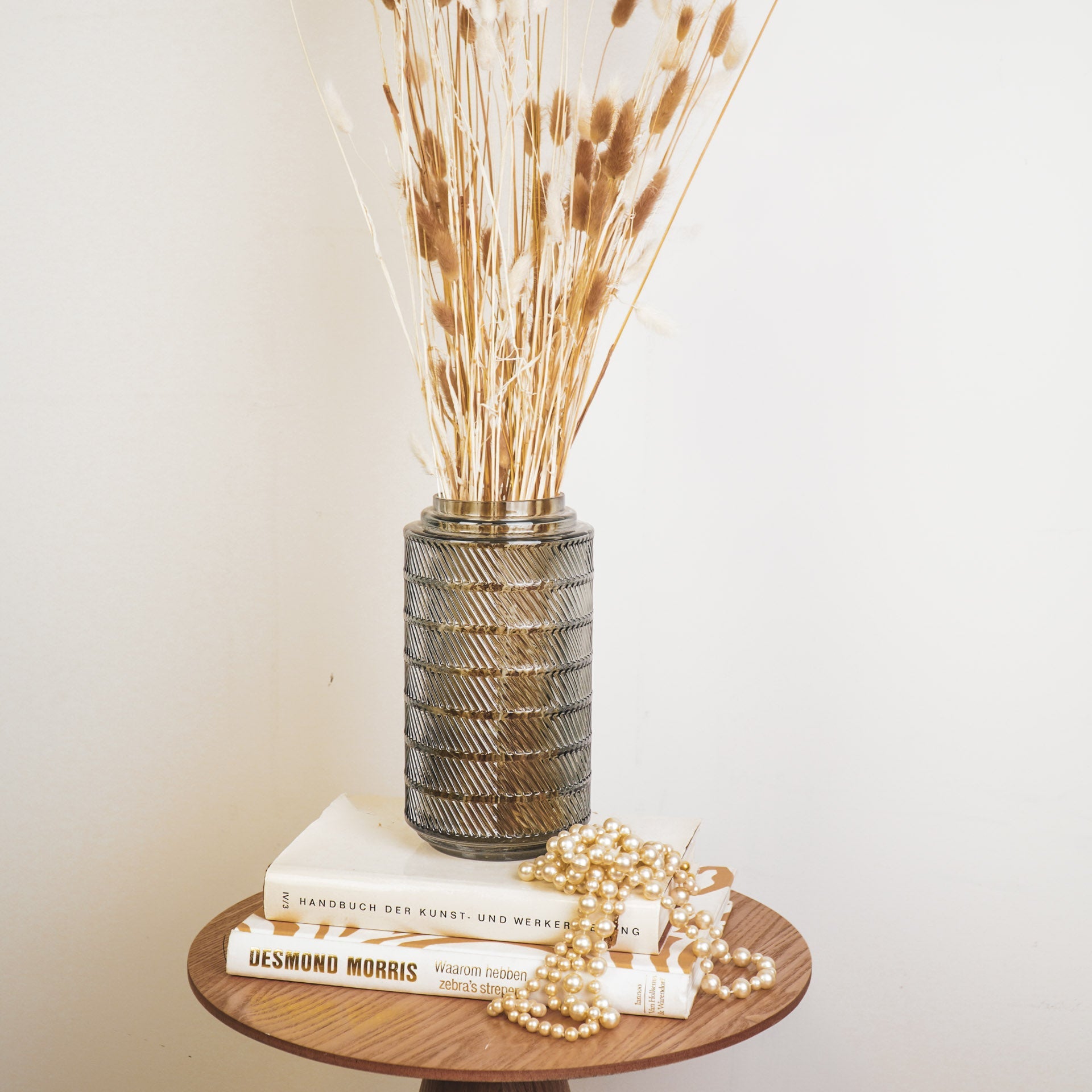 Housevitamin Vaas - Patroon - Glas - Rookglas - 12,5x23cm - Home & Garden > Decor > Vases