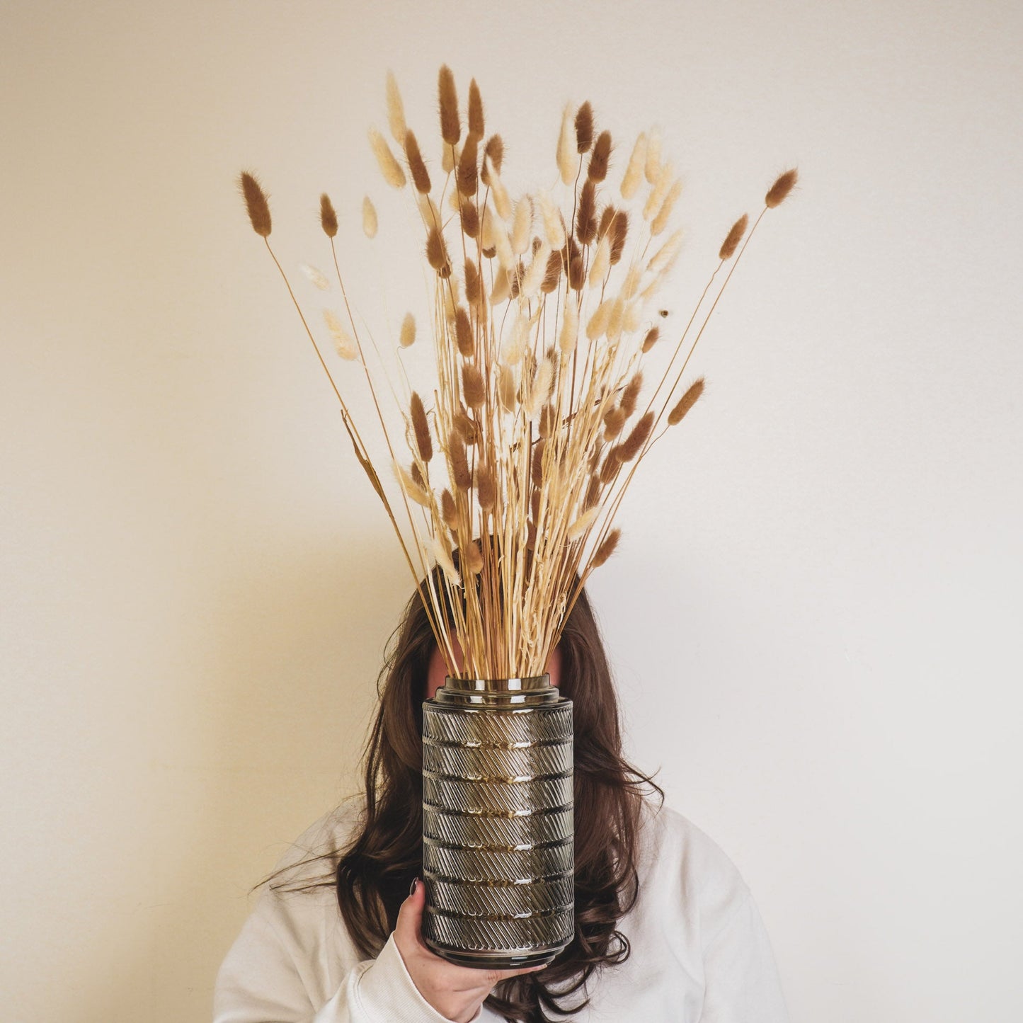 Housevitamin Vaas - Patroon - Glas - Rookglas - 12,5x23cm - Home & Garden > Decor > Vases