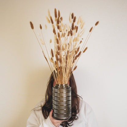 Housevitamin Vaas - Patroon - Glas - Rookglas - 12,5x23cm - Home & Garden > Decor > Vases