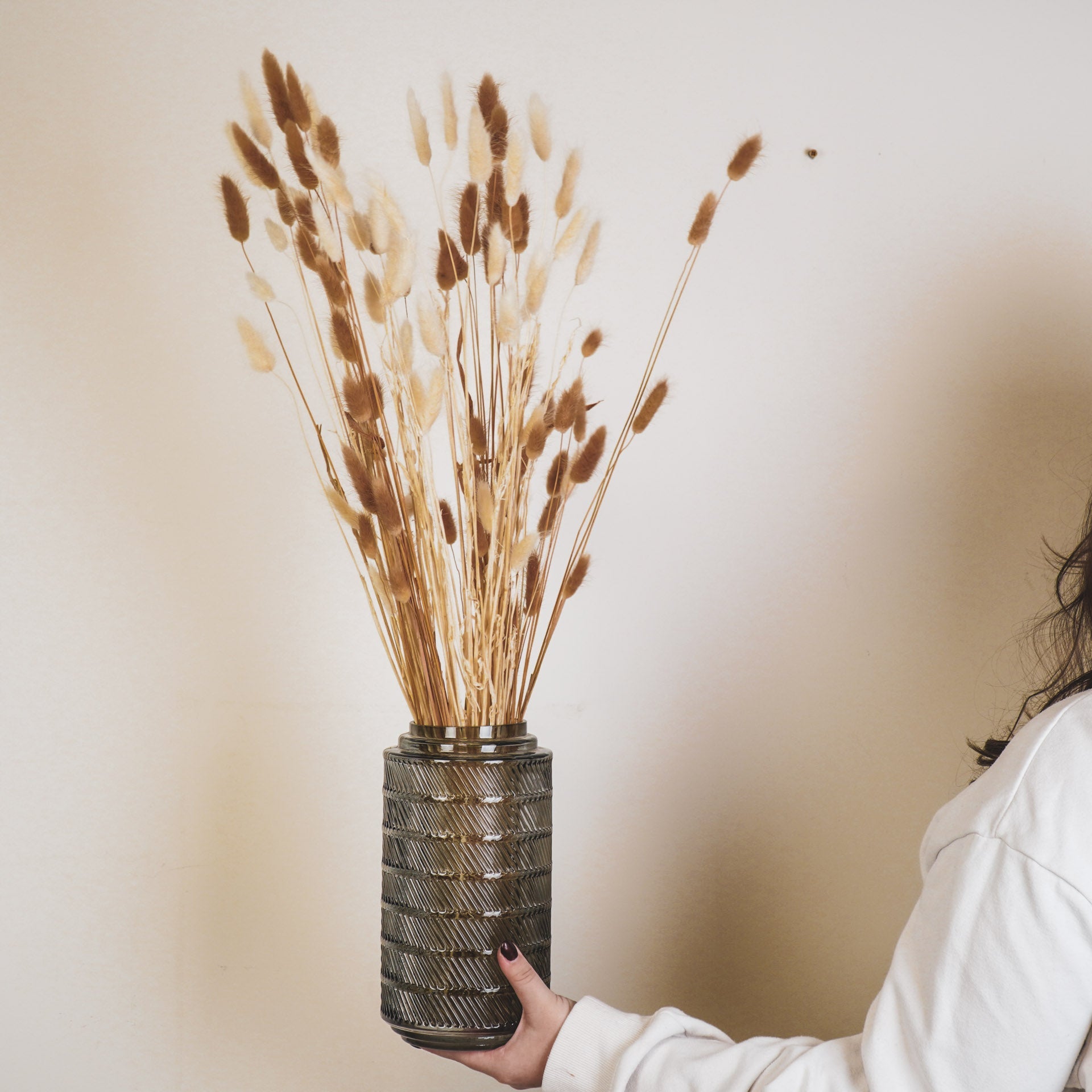 Housevitamin Vaas - Patroon - Glas - Rookglas - 12,5x23cm - Home & Garden > Decor > Vases