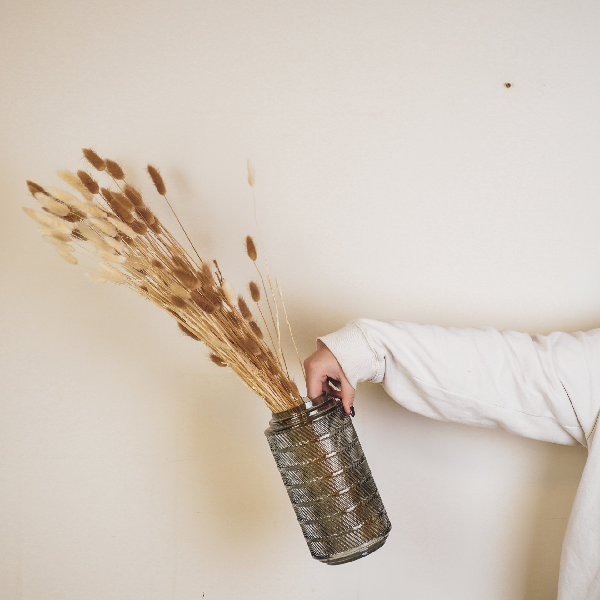 Housevitamin Vaas - Patroon - Glas - Rookglas - 12,5x23cm - Home & Garden > Decor > Vases