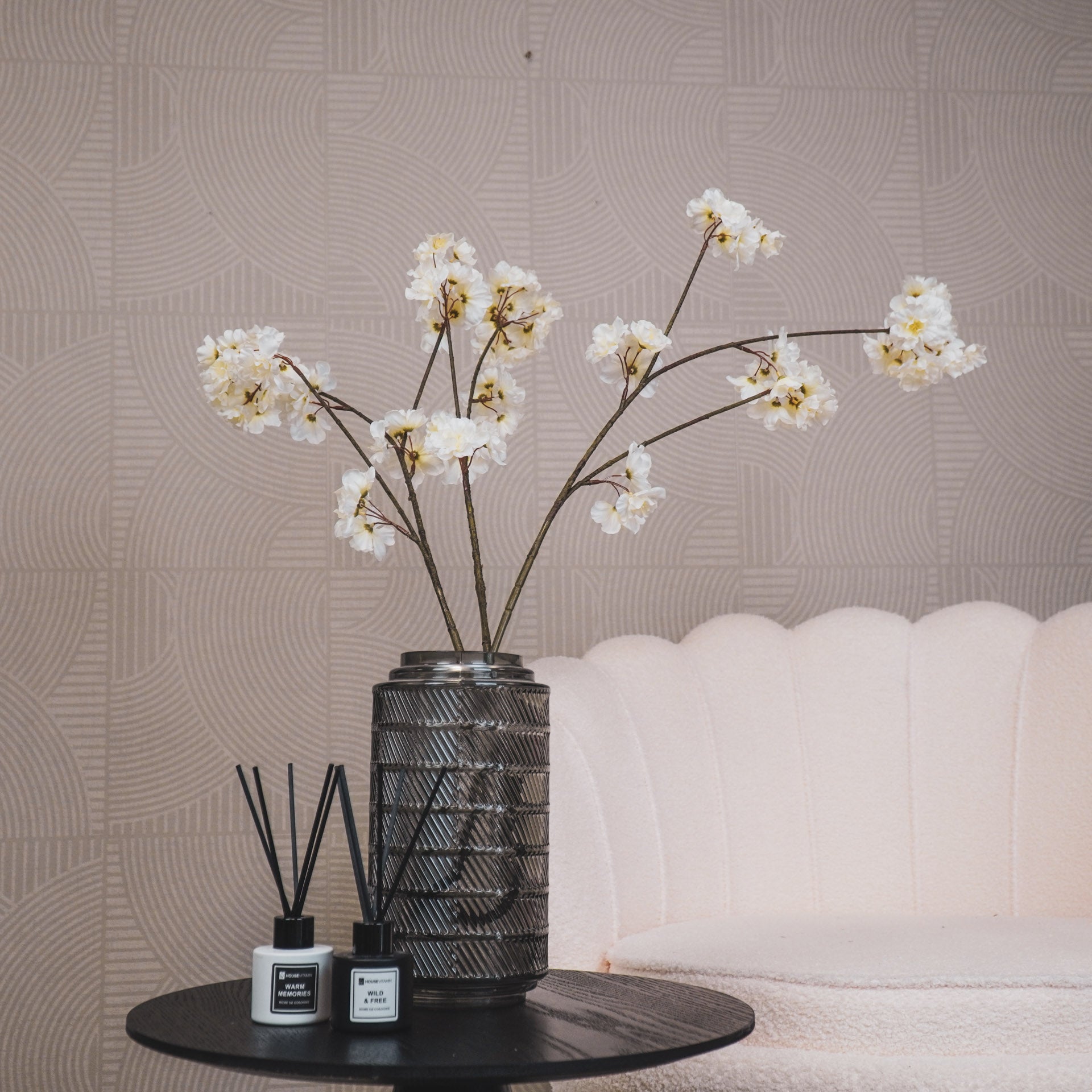 Housevitamin Vaas - Patroon - Glas - Rookglas - 12,5x23cm - Home & Garden > Decor > Vases