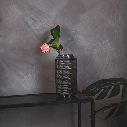 Housevitamin Vaas - Patroon - Glas - Rookglas - 12,5x23cm - Home & Garden > Decor > Vases