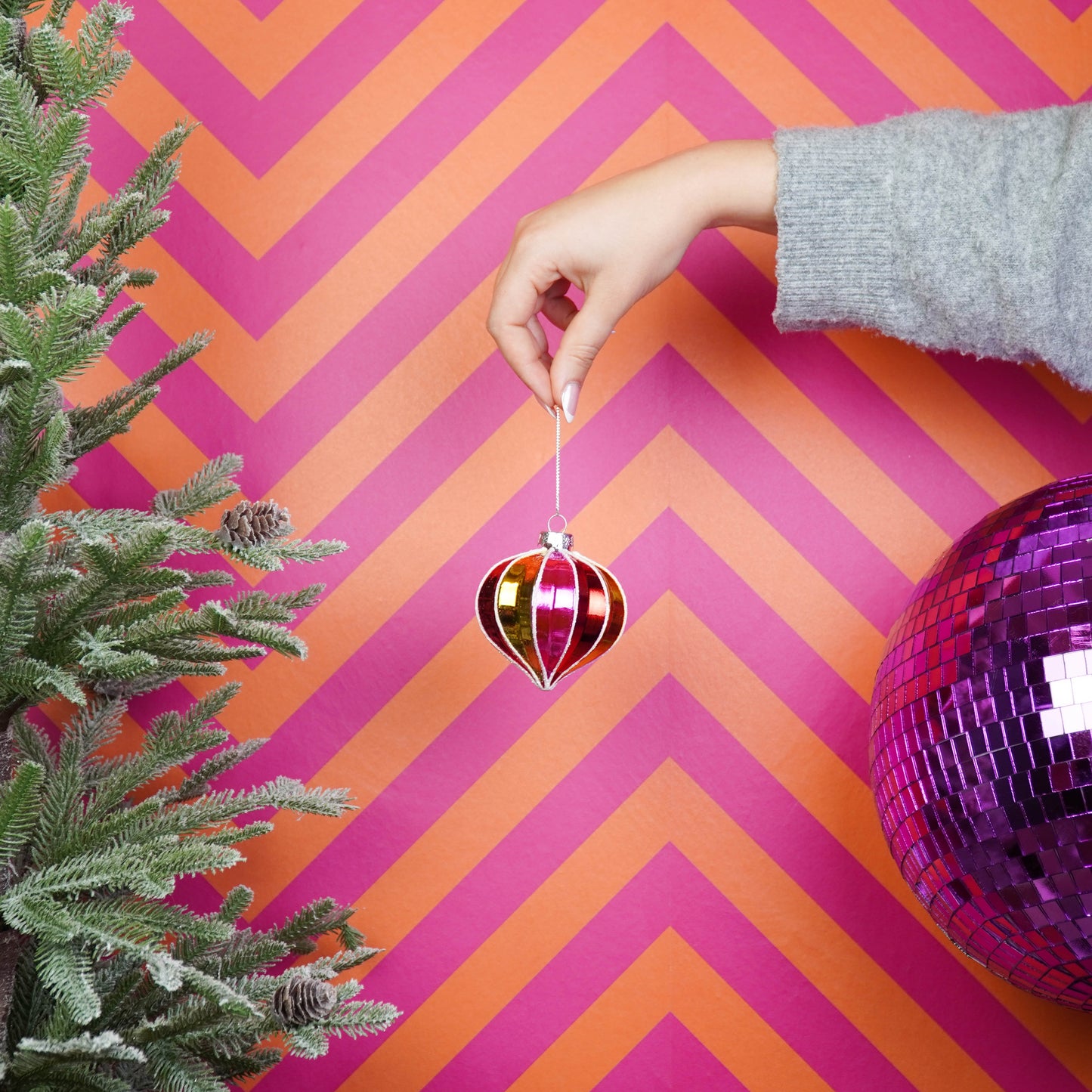 Kerstbal - Glas - Multikleur - 8x8cm