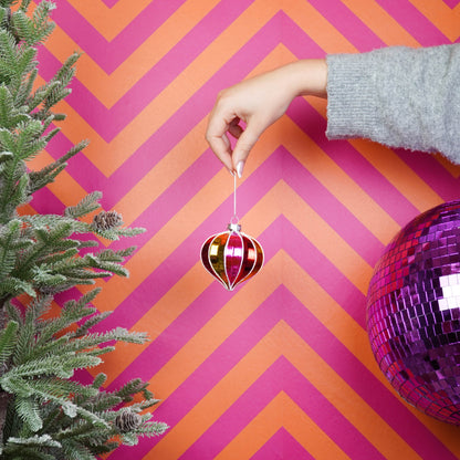 Kerstbal - Glas - Multikleur - 8x8cm