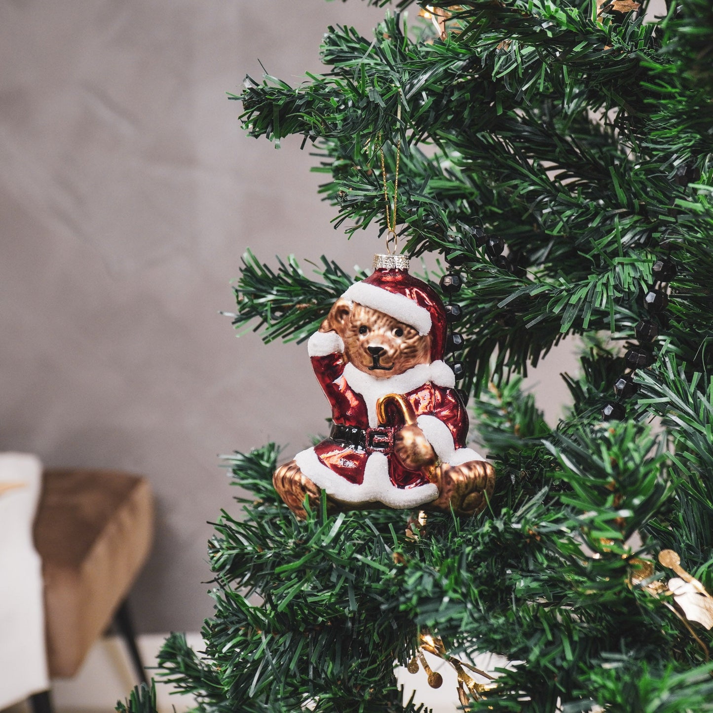 Kersthanger - Kerstbeer - Glas - 9,5x6x10,5cm Housevitamin