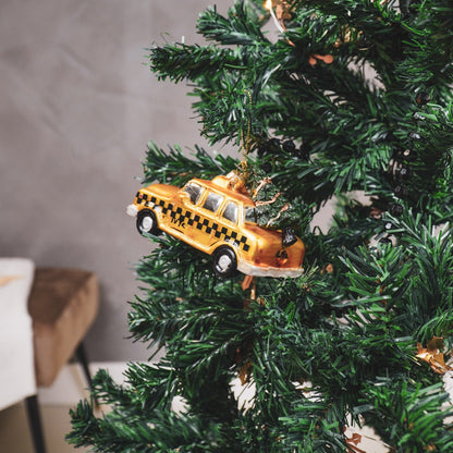 Kersthanger - Taxi - Glas - Geel - 12x6,5x7,5cm Housevitamin