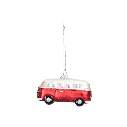 Kersthanger - Bus - Glas - Rood - 10,5x4,5x6cm Housevitamin Shop