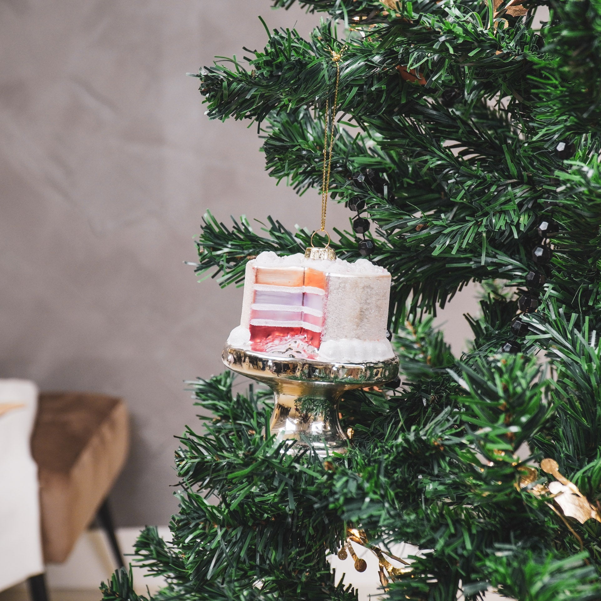 Kersthanger - Taart - Glas - Roze - 9x11cm Housevitamin