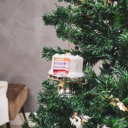 Kersthanger - Taart - Glas - Roze - 9x11cm Housevitamin