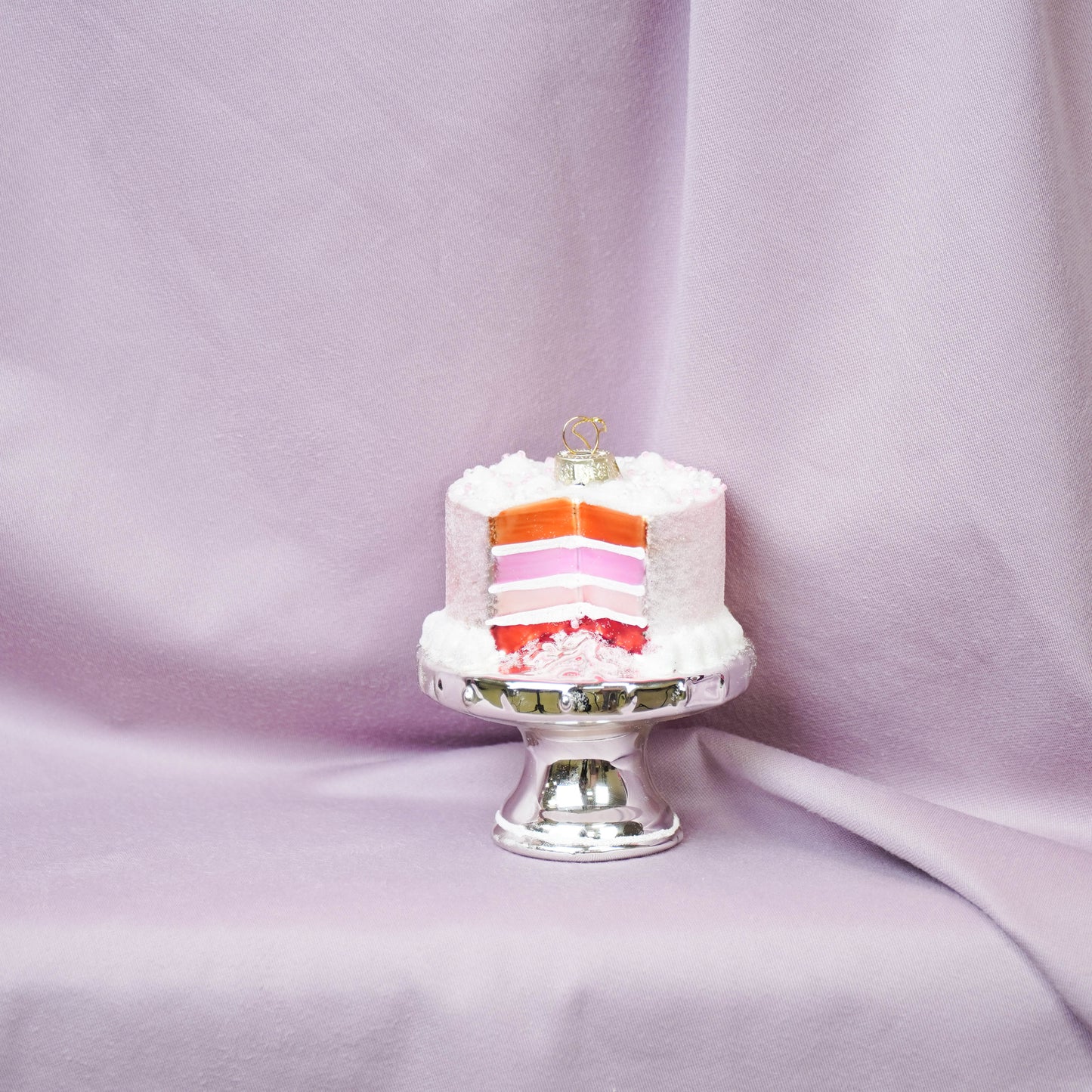 Kersthanger - Taart - Glas - Roze - 9x11cm