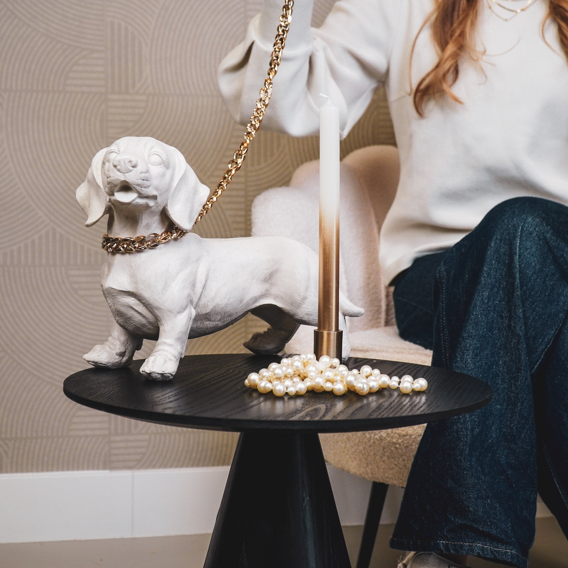 Housevitamin Ornament - Hond met hengels - Polyresin - Beige - 20x8x15cm - Home & Garden > Decor