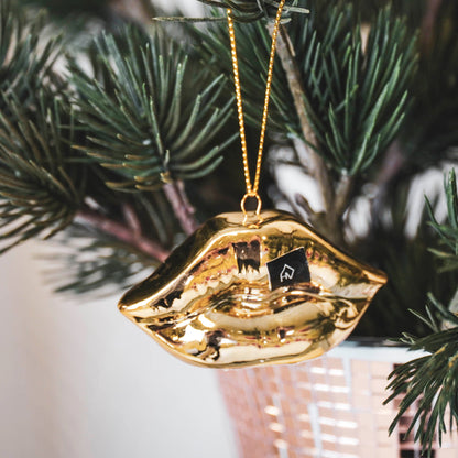 Kersthanger - Lip - Keramiek - Goud - 6,5x2x4cm Housevitamin