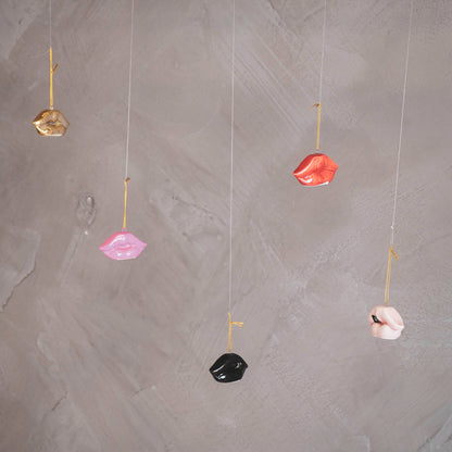 Kersthanger - Lip - Keramiek - Goud - 6,5x2x4cm Housevitamin