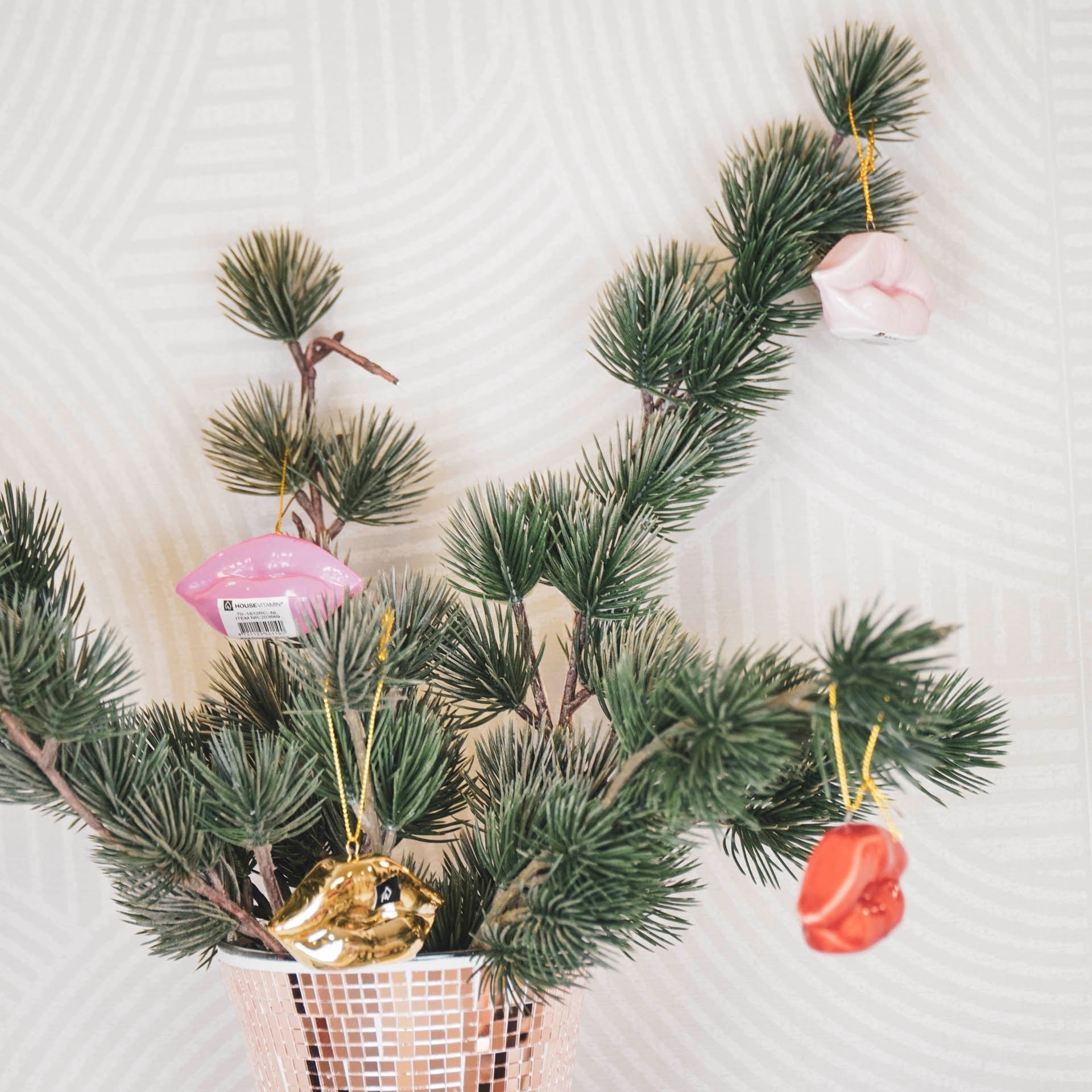 Kersthanger - Lip - Keramiek - Goud - 6,5x2x4cm Housevitamin