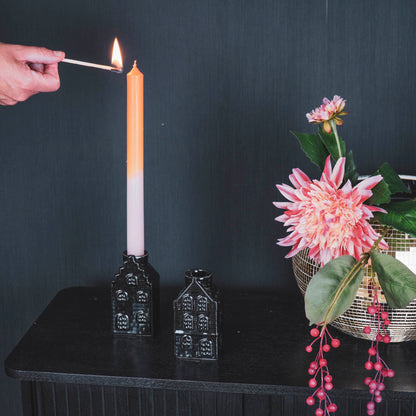 Housevitamin Kaarsenhouder - Huis - Keramiek - Zwart - 6x6x11cm - Home & Garden > Decor > Home Fragrances > Candles