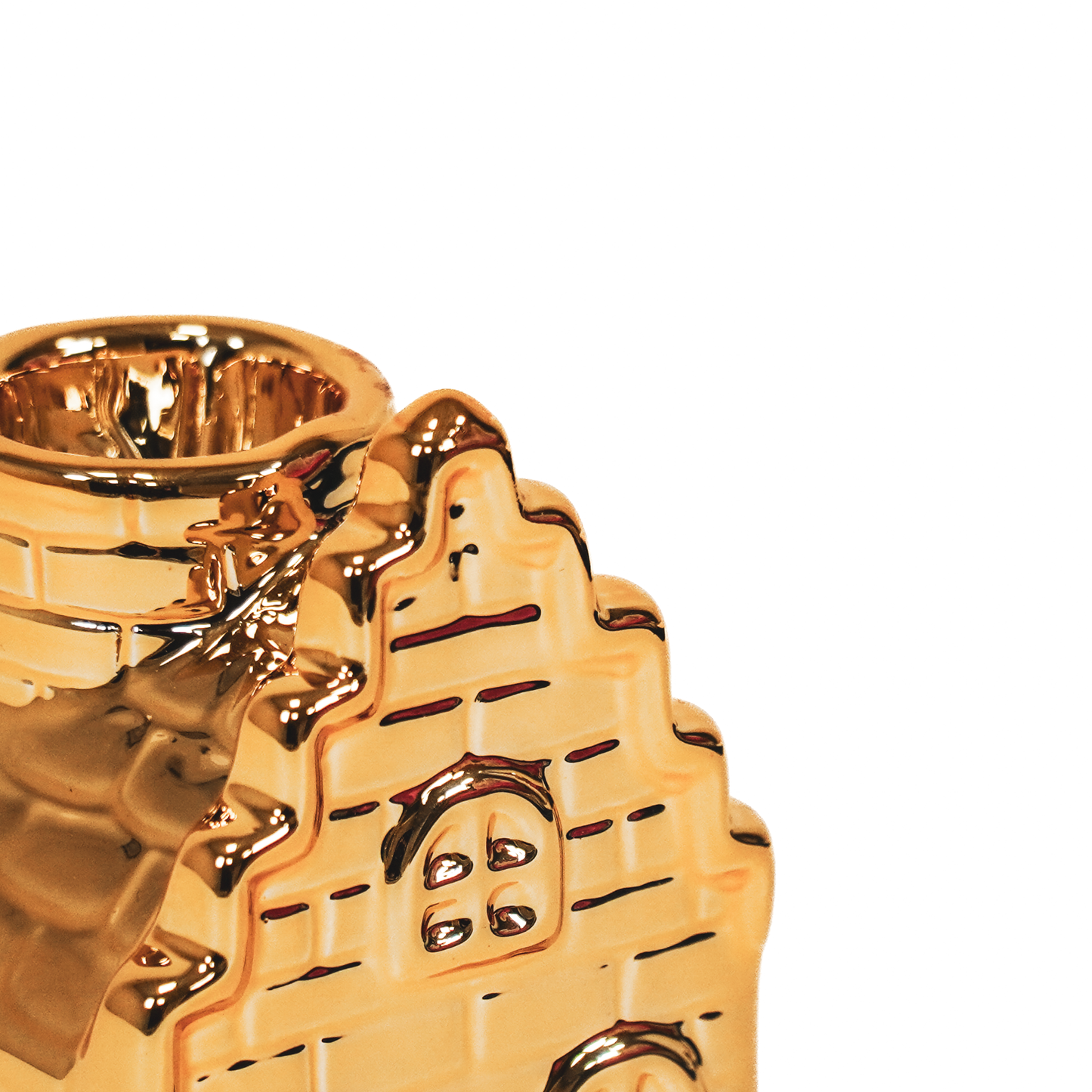 Housevitamin Kaarsenhouder - Huis - Keramiek - Goud - 6x6x11cm - Home & Garden > Decor > Home Fragrances > Candles