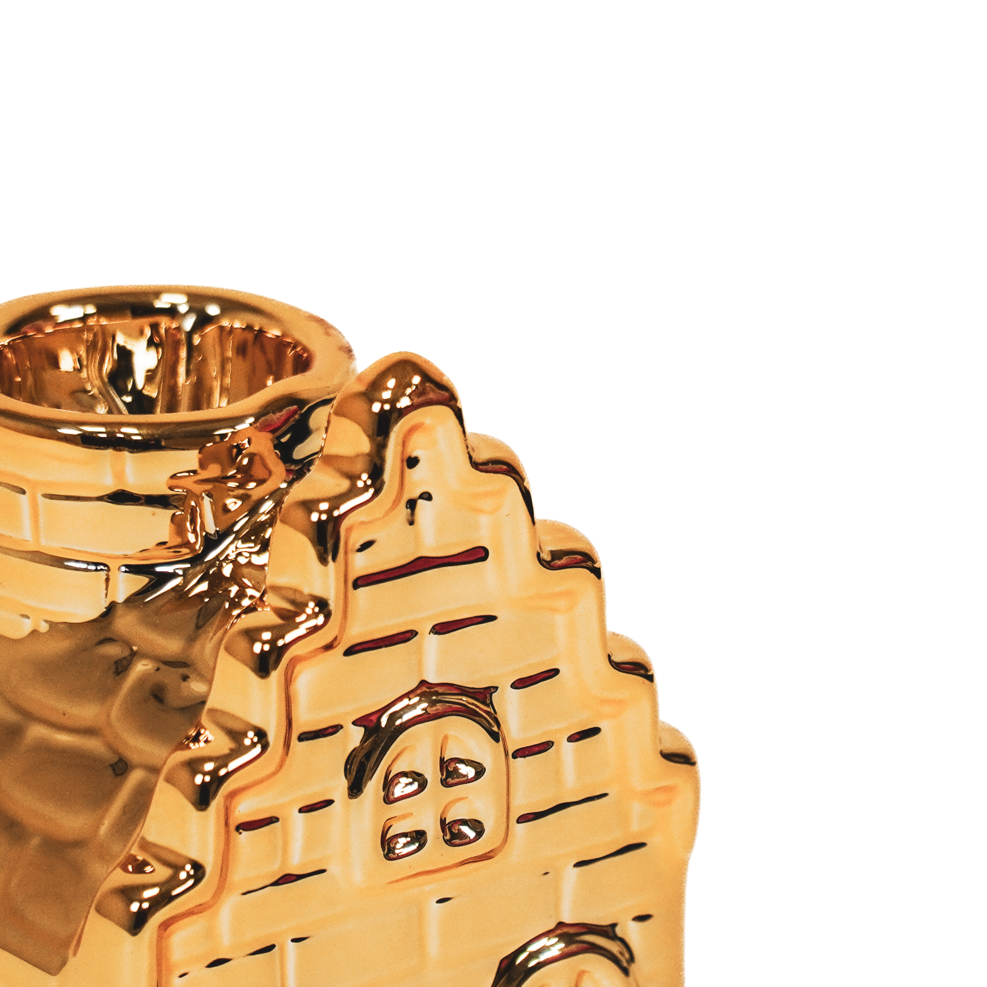 Housevitamin Kaarsenhouder - Huis - Keramiek - Goud - 6x6x11cm - Home & Garden > Decor > Home Fragrances > Candles